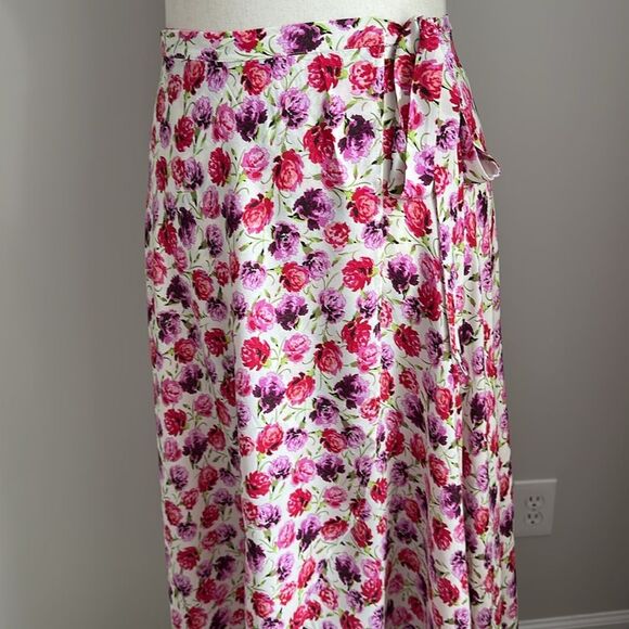 Zara Women’s Rose Floral High Low Sarong Maxi Wrap Skirt Blogger Favorite Size S - Picture 8 of 11